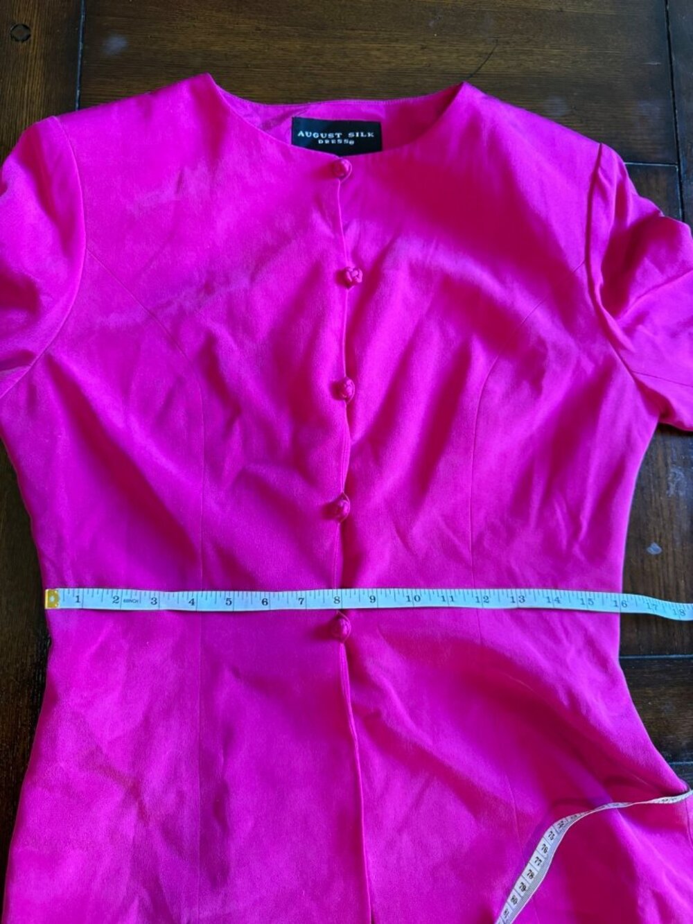 Vintage August Silk Sheath Dress Suit Set Fuchsia Pink Professional Office 8 - Picture 14 of 15